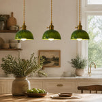 Cargar imagen en el visor de la Galería, Linear canopy jade pendant lights in a dining kitchen