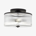 Bild in Gallery-Viewer laden, Rilona Gestreifte Glas-Trommel-Deckenleuchte — Klassische Halbeinbauleuchte für Schlafzimmer oder Büro U13