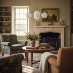 Load image into Gallery viewer, Glorica Glass Opal Globe Semi-Flush Ceiling Light – Modern Mid-Century Dining Room Fixture