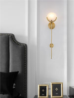 Cargar imagen en el visor de la Galería, Aplique de pared de alabastro Antoinett redondo, de estilo largo y ligero, de lujo