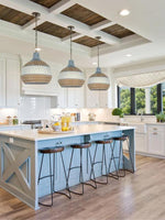 Load image into Gallery viewer, Handwoven Blue Rattan Pendant Light