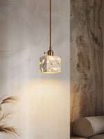 Load image into Gallery viewer, Wabi-sabi Style Water-polished Translucent Stone Retro Pendant Lamp
