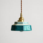 Bild in Gallery-Viewer laden, jade blue ceramic octagonal pendant light