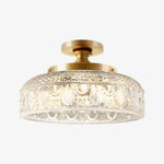 Load image into Gallery viewer, Zenarivo Vintage Floral Glass Semi Flush Mount Ceiling Light - Modern Cabin Style for Living Room