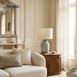 Load image into Gallery viewer, Mello Organic Textured Ceramic Table Lamp with Fabric Drum Shade - Modern Lighting for Living Room and Office