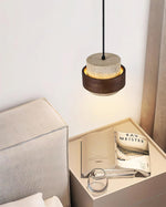 Bild in Gallery-Viewer laden, Travira Zylinder Travertin Pendelleuchte