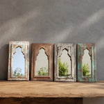 Cargar imagen en el visor de la Galería, Rustic Carved Wood Arch Wall Mirror image 2