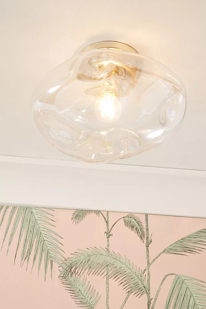 Lightail Aufbaudeckenleuchte - irisierendes Glas mit Messingfuß