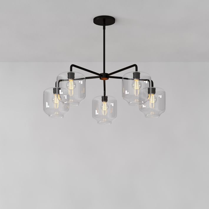 Lumivelle 5-Licht Glas Kronleuchter – Moderne Metall Runde Beleuchtung