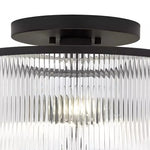 Load image into Gallery viewer, Rivora Vintage Ribbed-Glass Drum Flush Ceiling Light for Living Room