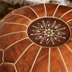 Cargar imagen en el visor de la Galería, brown Moroccan pouf stitched detail