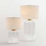 Load image into Gallery viewer, Bravira Ribbed Glass Table Lamp - Modern Lighting with Linen Shade