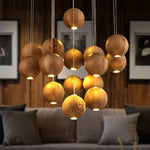 Load image into Gallery viewer, Wooden Orb Sphere Cluster Pendant Light M25