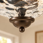 Charger l'image dans la visionneuse de galerie, Modern Farmhouse 2-Light Hammered Water Glass Flush Mount Ceiling Light