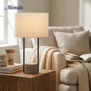 Luma Industrial Modern Table and Floor Lamp with Soft Fabric Shade - Contemporary Lighting for Home and Office
