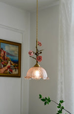 Bild in Gallery-Viewer laden, Lalique Rose Glas Pendelleuchte