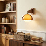 Load image into Gallery viewer, Sunset Glow Modern Wall Sconce with Acrylic Shade and Wood-Texture Base for Bedroom Hallway Living Room