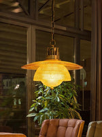 Load image into Gallery viewer, Ribbed Glass Pendant Light - Contemporary Brass and Glass Pendant for Kitchen and Living Room