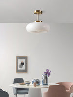 Load image into Gallery viewer, Retro Brass Bauhaus Glass Disc Ceiling Lamp