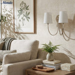 Cargar imagen en el visor de la Galería, Aplique de Pared Doble Clásico Moderno Roven con Brazos Curvos y Pantallas de Tela para Dormitorio y Pasillo