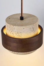 Load image into Gallery viewer, Travertine Wood Pendant Lamp - Modern Organic Hanging Light for Living Room