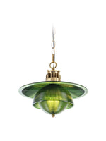 Load image into Gallery viewer, Ribbed Glass Pendant Light - Contemporary Brass and Glass Pendant for Kitchen and Living Room