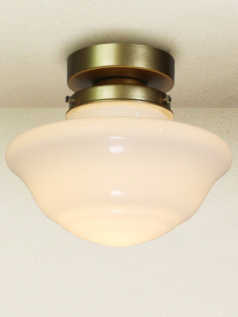 Art Deco UFO Milk Glass Fixed Ceiling Light