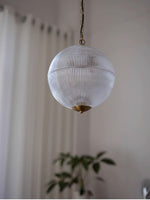 Load image into Gallery viewer, Globe Ribbed Glass Pendant Light – Vintage Globe Ceiling Light with Sleek Modern Look
