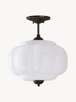 Load image into Gallery viewer, Eloise Scallop Vintage Milk Glass Semi-Flush Mount Pendant Light