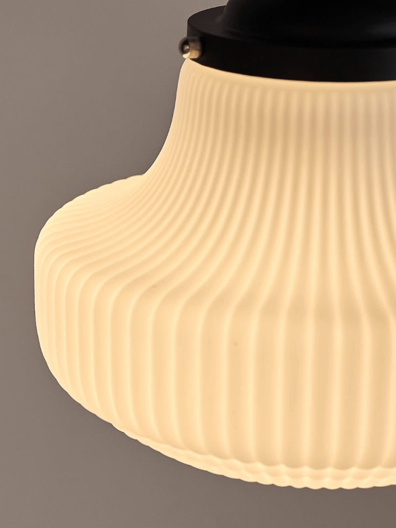 Medieval Art Deco Milk Glass Fixed Ceiling Light