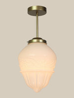 Charger l'image dans la visionneuse de galerie, Plafonnier fixe Art Déco en verre laiteux à boutons floraux