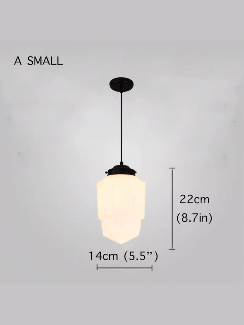 Vintage Art Deco Milk Glass Pendant Light