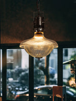 Load image into Gallery viewer, Ribbed Glass Pendant Light - Contemporary Brass and Glass Pendant for Kitchen and Living Room