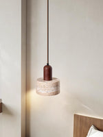 Load image into Gallery viewer, Travertine Japanese Wabi-sabi Style Bedside Pendant Lamp for Bedroom