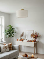 Load image into Gallery viewer, Dumora Double Drum Ceiling Light - Fabric Shade Flush Mount Elegance