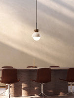 Cargar imagen en el visor de la Galería, Lámpara colgante minimalista moderna de madera de travertino con forma de hemisferio