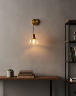 Charger l'image dans la visionneuse de galerie, Clear Bell Glass and Brass Plug-In Wall Lamp product view