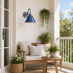 Load image into Gallery viewer, Industrial Modern Tapered Brass Gooseneck Sconce with Metal Silhouette