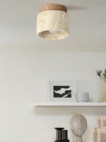 Load image into Gallery viewer, Cylindrical Travertine Wooden Ceiling Lights