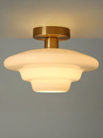 Load image into Gallery viewer, Art Deco Milk Glass Fixed Ceiling Light