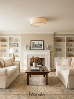 Cargar imagen en el visor de la Galería, Lámpara de techo empotrada Dumora Drum - Pantalla de lino, elegancia moderna