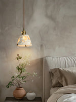Load image into Gallery viewer, Wabi-sabi Style Water-polished Translucent Stone Retro Pendant Lamp