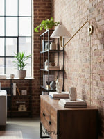 Cargar imagen en el visor de la Galería, Aplique enchufable Diora con pantalla de lino - Brazo ajustable en bronce champán