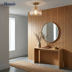 Load image into Gallery viewer, Pelviona Amber Ribbed Glass Ceiling Light – Classic Metal Frame Ceiling Fixture for Living Rooms