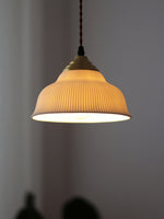 Load image into Gallery viewer, Opal Glass Pendant Light - Vintage Milk Glass & Ribbed Design for Elegant Spaces