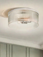 Charger l'image dans la visionneuse de galerie, Plafonnier encastré Bravira élégant en verre strié – Luminaire moderne et discret pour chambre à coucher