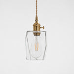 Cargar imagen en el visor de la Galería, Style X textured glass shade with antique brass E27 socket, front view