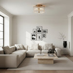 Bild in Gallery-Viewer laden, Rilona Gestreifte Glas-Trommel-Deckenleuchte — Klassische Halbeinbauleuchte für Schlafzimmer oder Büro U13