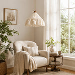Load image into Gallery viewer, French Country Ruffled Fabric Pendant Light