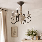 Cargar imagen en el visor de la Galería, cream room scene with rustic four light semi flush chandelier